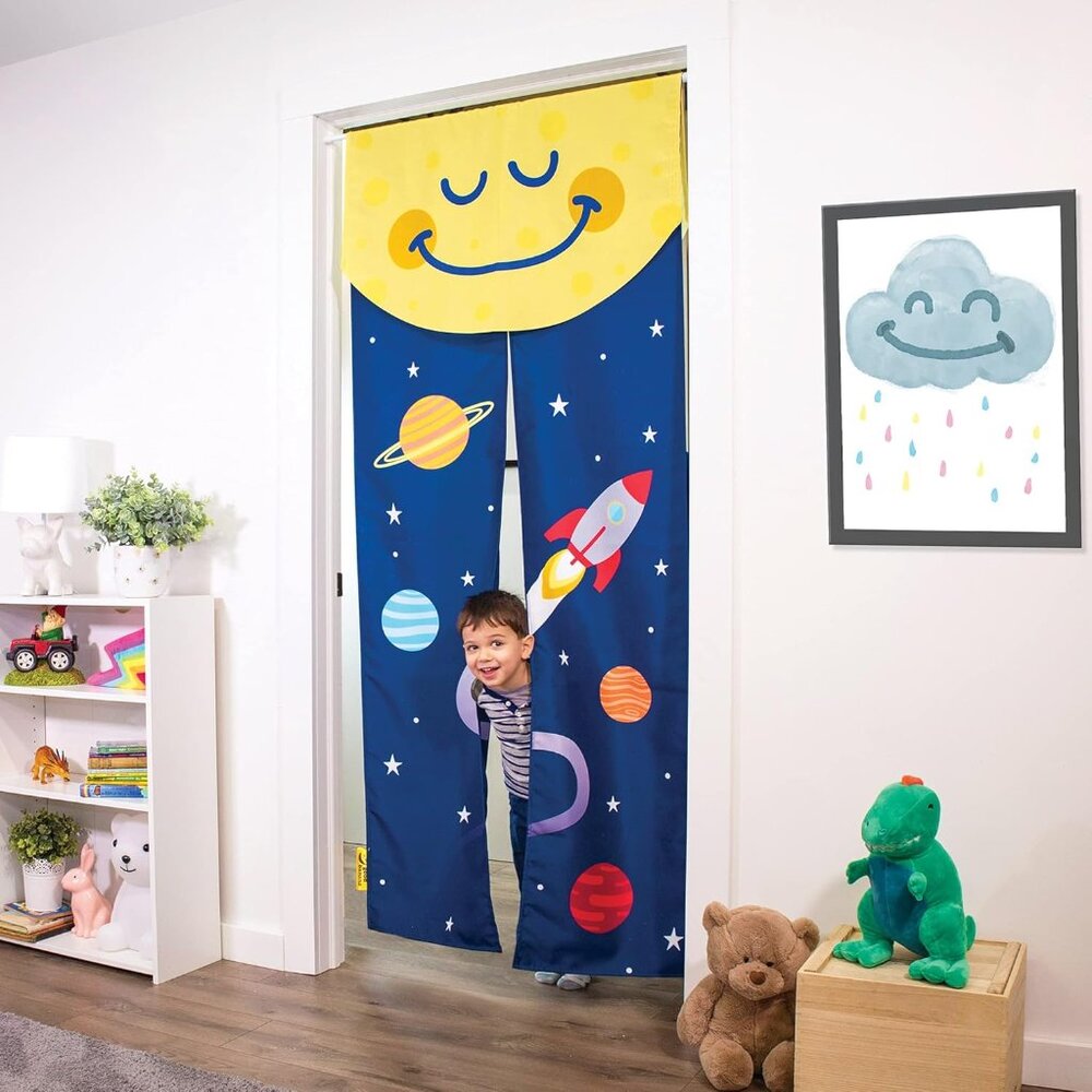 Good Banana Outer Space Doorway Curtain Room Divider Split Panels Ties - Picture 2 of 2